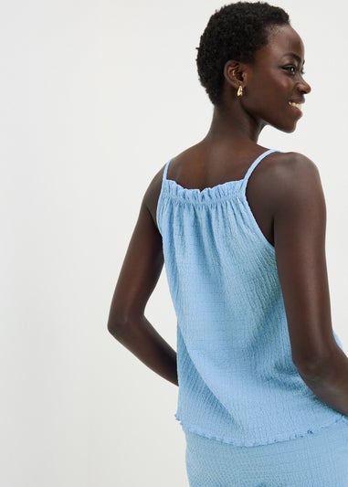 Blue Textured Tie Co Ord Cami Top