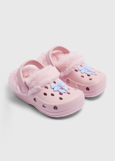 Girls Pink Bow Clogs (Younger 4/5-1/2)