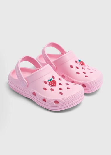 Girls Pink Strawberry Clogs (Younger 4/5-Older 5/6)