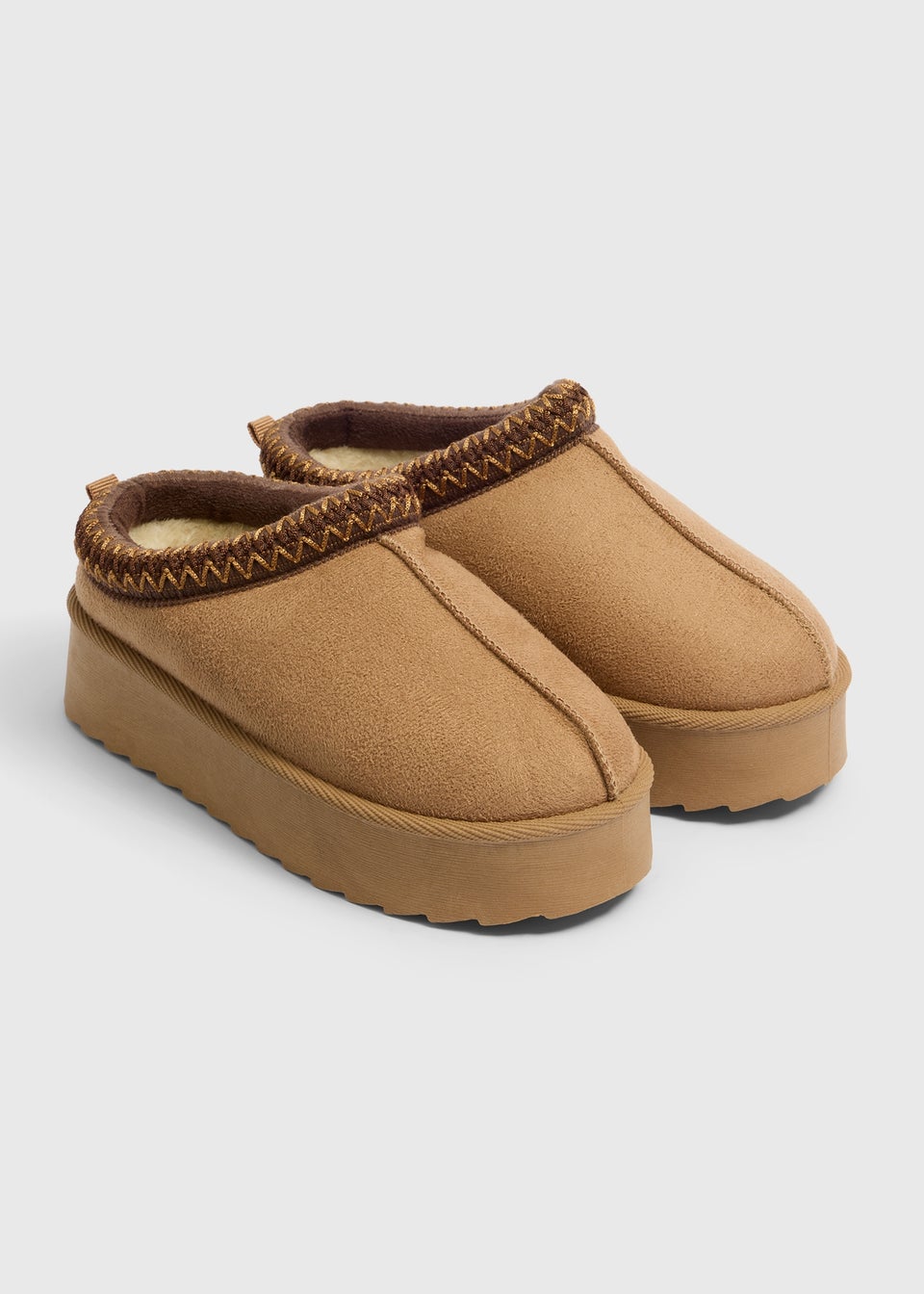Girls Tan Platform Snug Mules (Younger 12-Older 5)