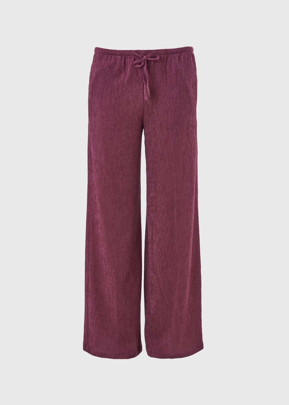 Berry Textured Wide Leg Co Ord Trousers