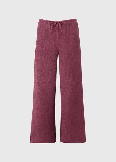 Raspberry Textured Co Ord Wide Leg Trousers