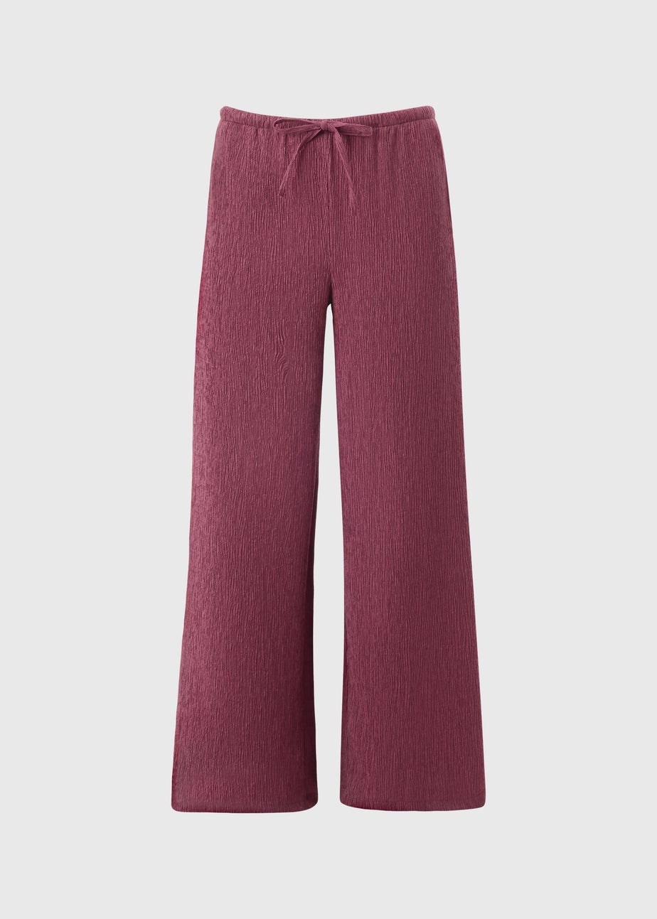 Raspberry Textured Co Ord Wide Leg Trousers