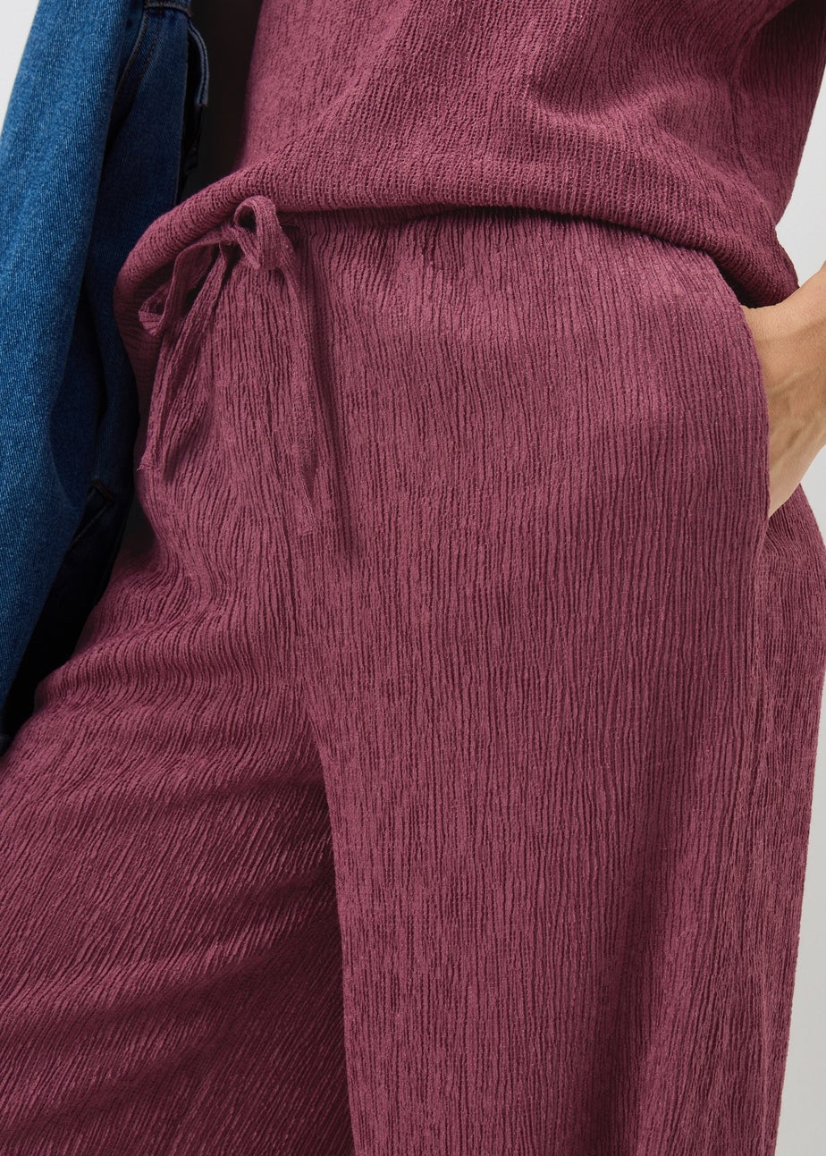 Raspberry Textured Co Ord Wide Leg Trousers