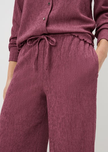 Berry Textured Wide Leg Co Ord Trousers
