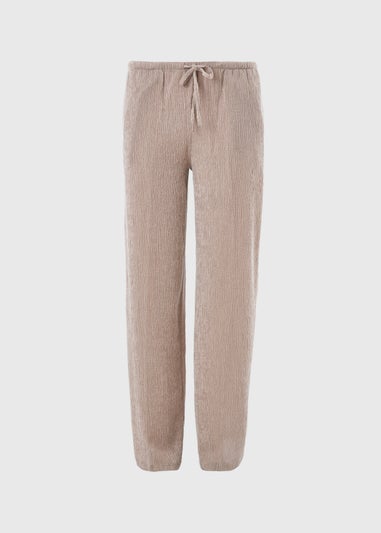 Taupe Textured Wide Leg Co Ord Trousers