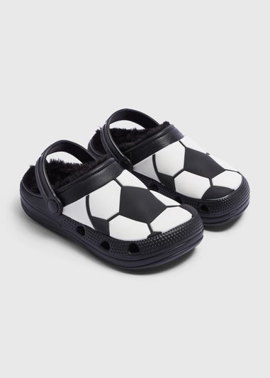 Boys Black Football Warm Lined Clogs (Younger 8/9-12/13)