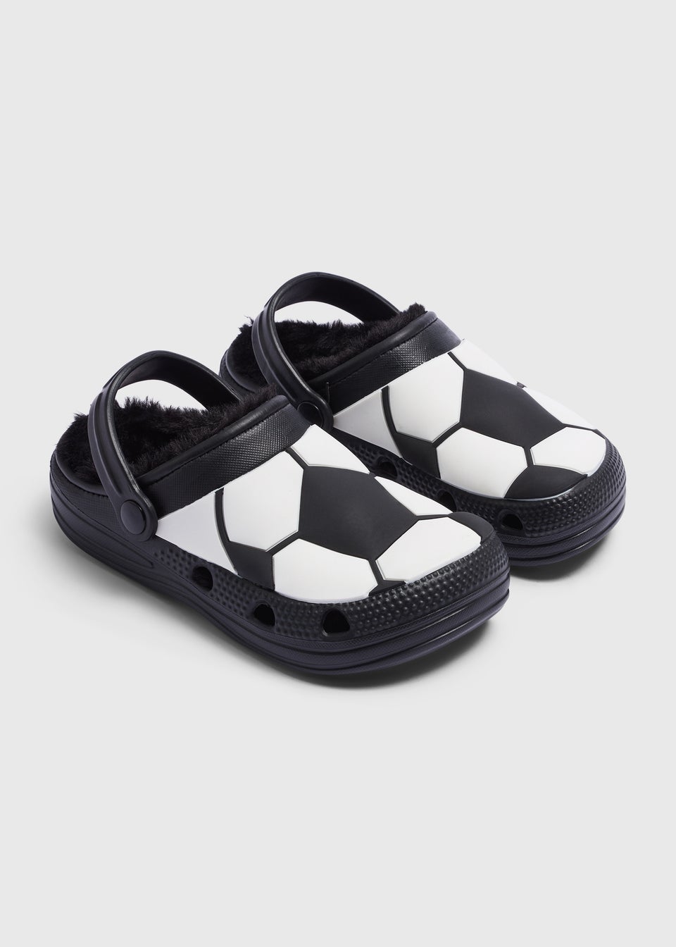 Boys Black Football Warm Lined Clogs (Younger 8/9-12/13)