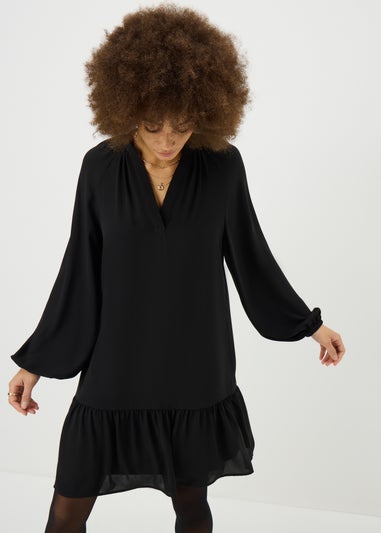 Black Popover Mini Dress