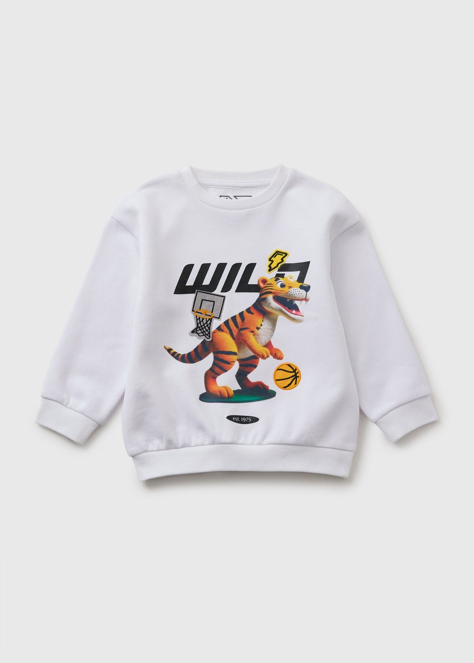 Boys White Tiger Wild Sweatshirt (1-7yrs)