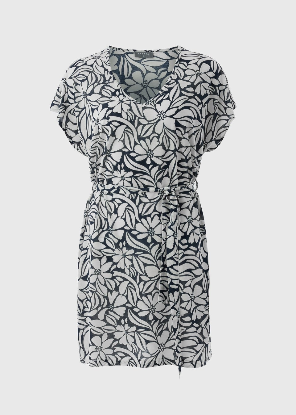 Navy Tropical Floral Jersey Kaftan