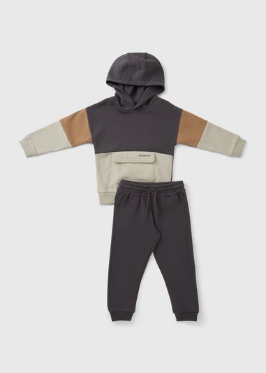 Boys Navy Printed Hoodie & Jogger Set (1-7yrs)