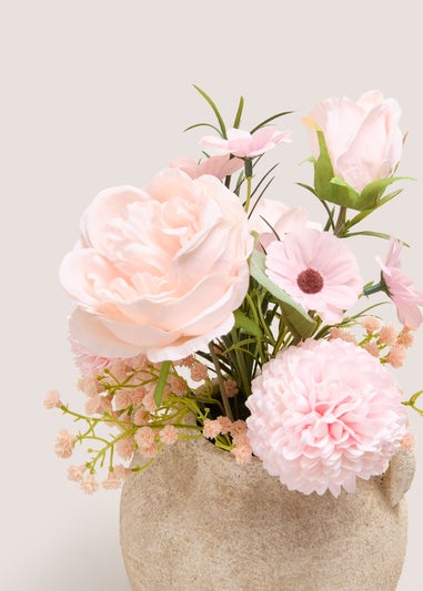 Pink Flowers In Cream Pot