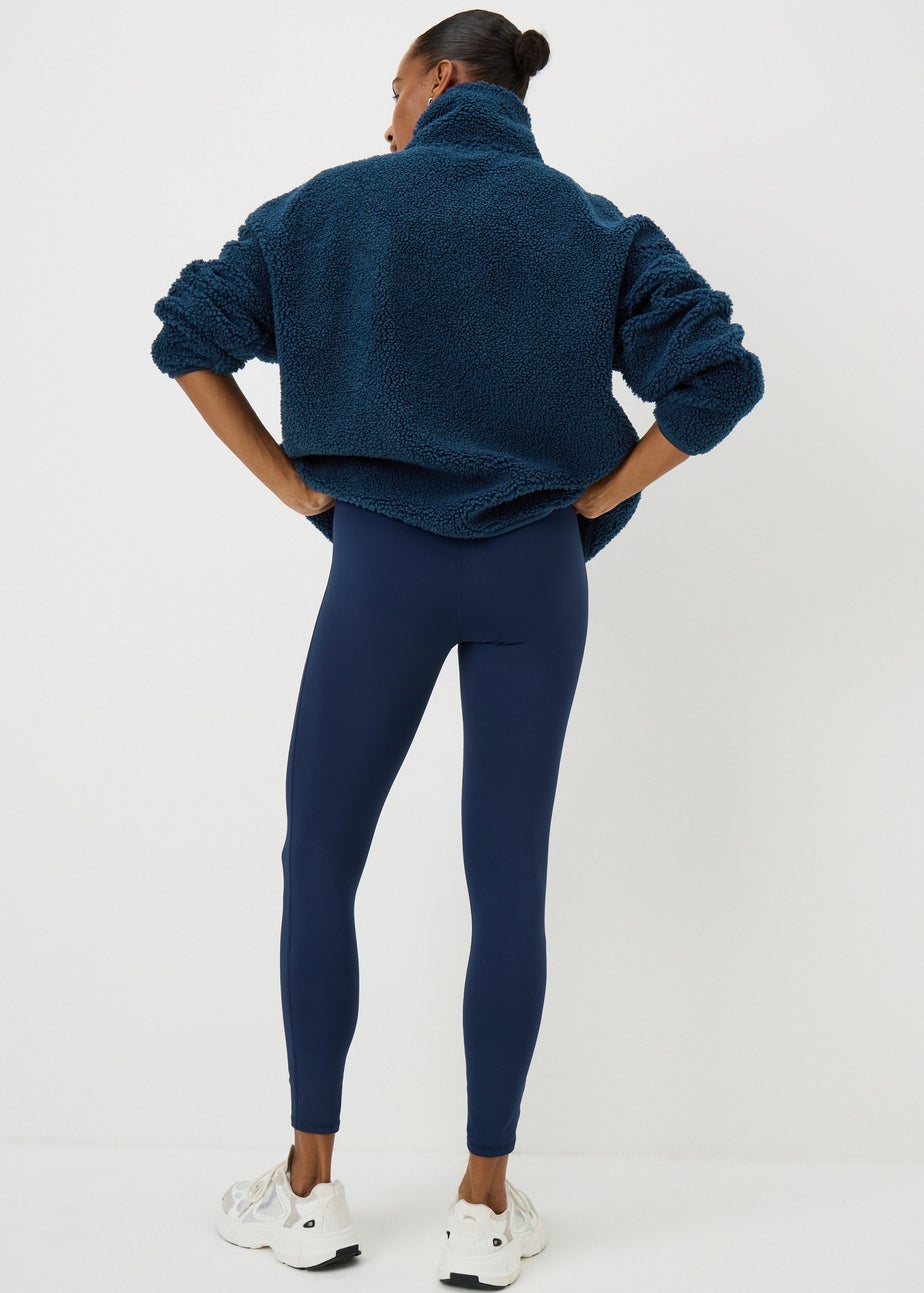 Souluxe Navy Zip Front Borg Jacket