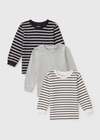 3 Pack Boys Grey Stripe Tops (1-7yrs)