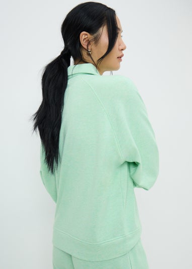 Green Henley Collar Co Ord Sweatshirt