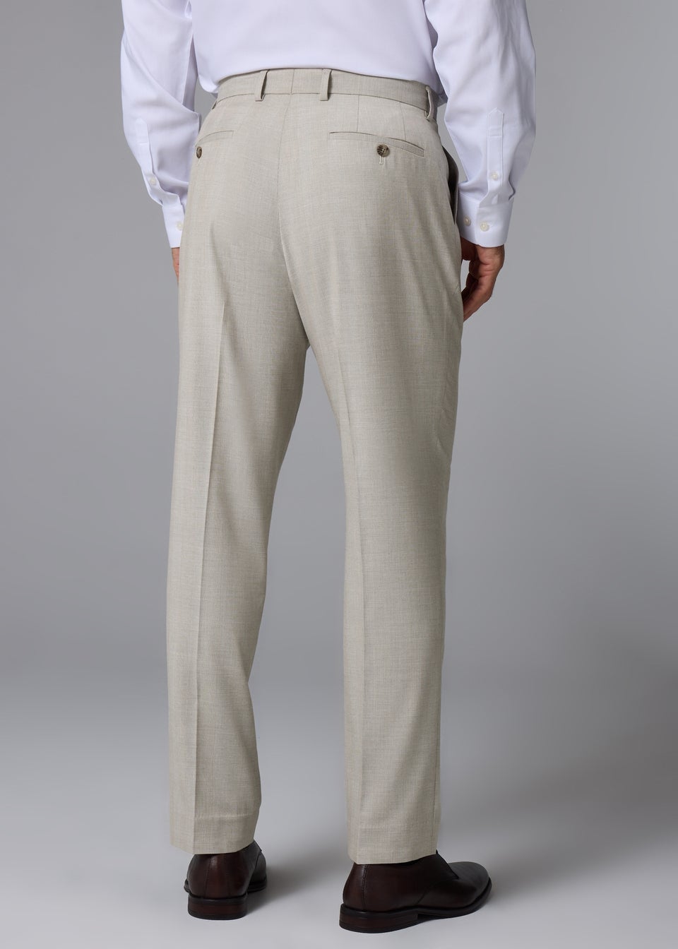 Taylor & Wright Carrington Stone Check Regular Fit Suit Trousers