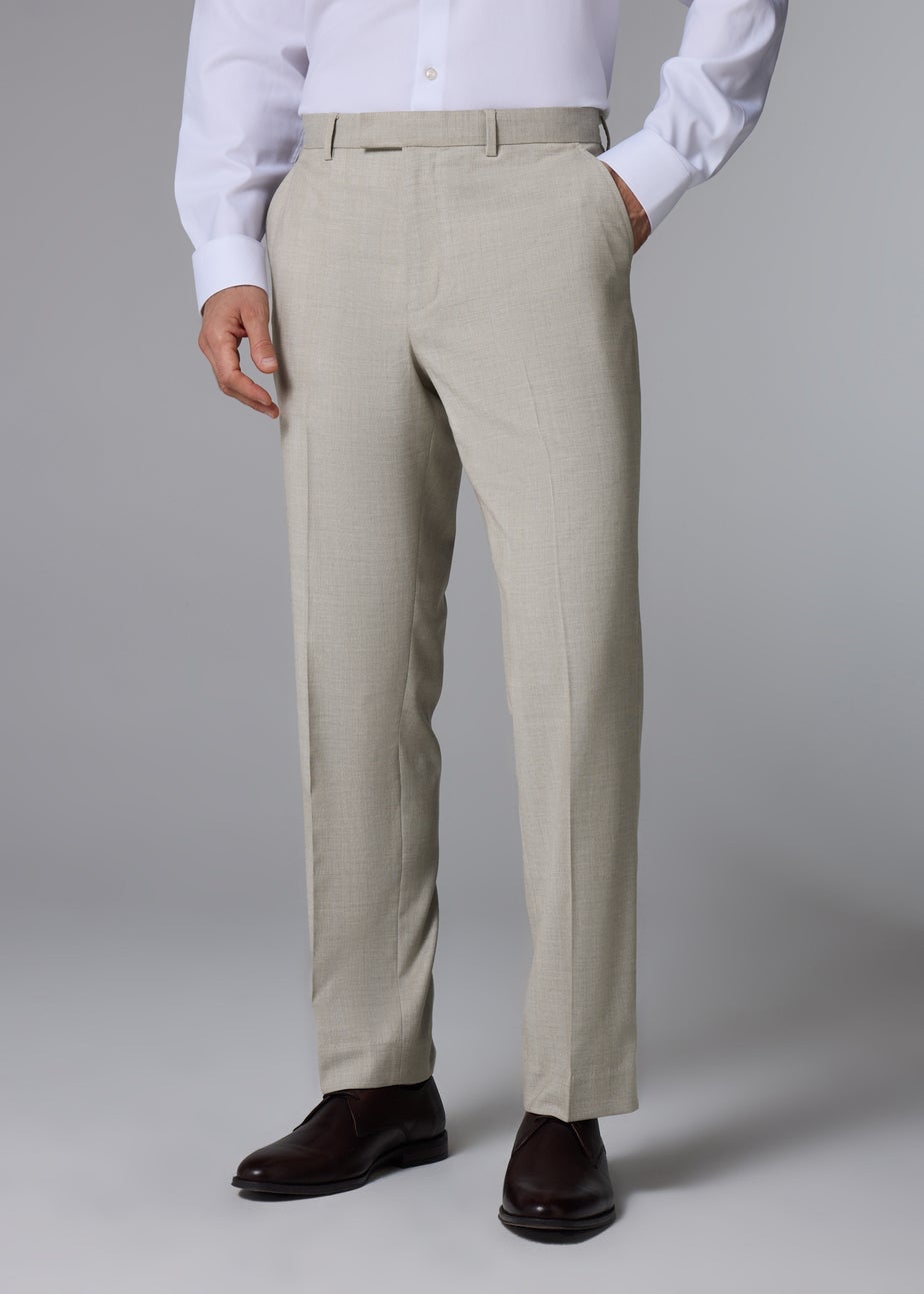 Taylor & Wright Carrington Stone Check Regular Fit Suit Trousers