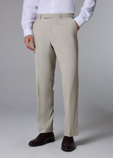Taylor & Wright Carrington Stone Check Regular Fit Suit Trousers