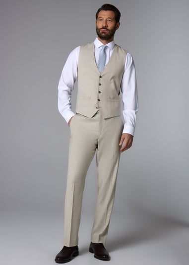 Taylor & Wright Carrington Stone Check Regular Fit Suit Trousers