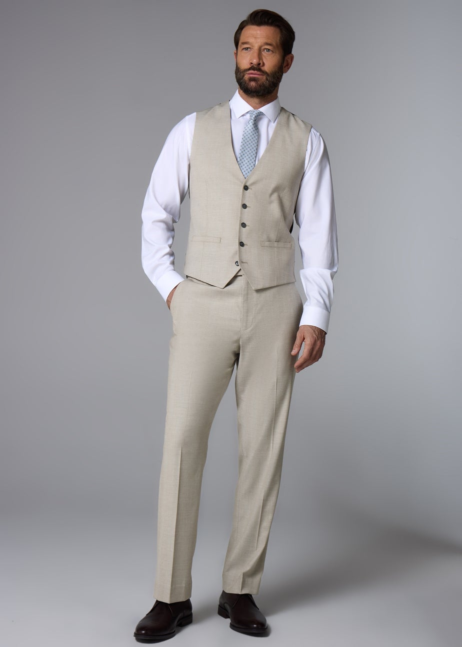 Taylor & Wright Carrington Stone Check Regular Fit Suit Trousers