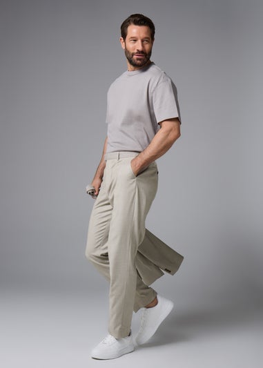 Taylor & Wright Carrington Stone Check Regular Fit Suit Trousers