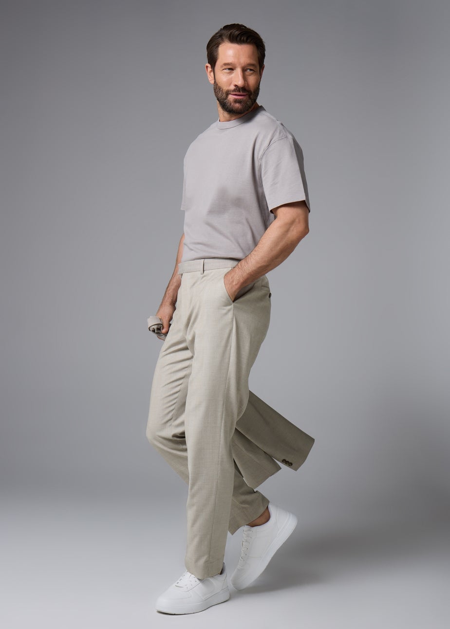 Taylor & Wright Carrington Stone Check Regular Fit Suit Trousers