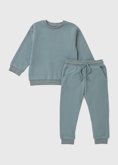Boys Dusty Blue Sweatshirt & Jogging Bottom Set (1-7yrs)