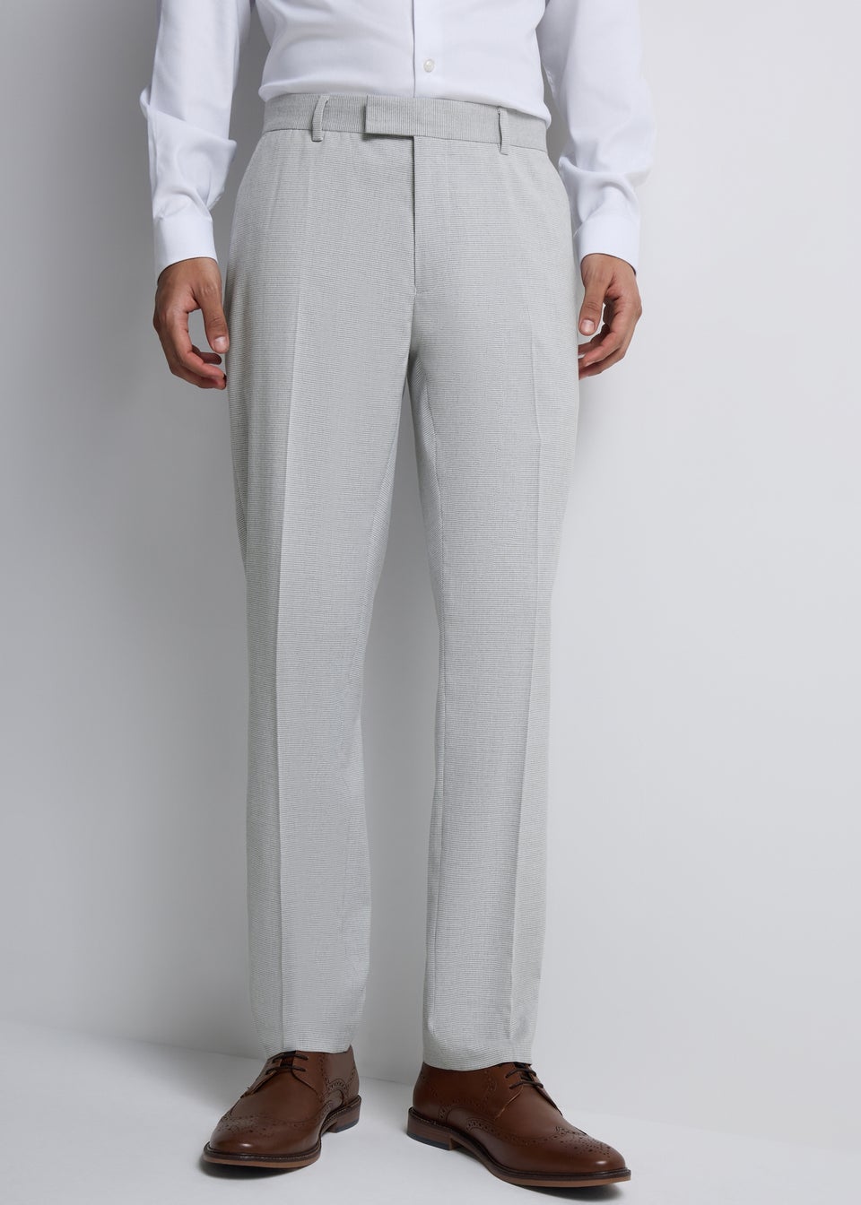 Taylor & Wright Ashbury Grey Puppytooth Slim Fit Suit Trousers