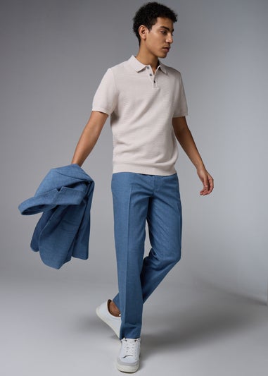 Taylor & Wright Hawthorne Mid Blue Textured Slim Fit Suit Trousers