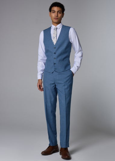 Taylor & Wright Hawthorne Mid Blue Textured Slim Fit Suit Trousers