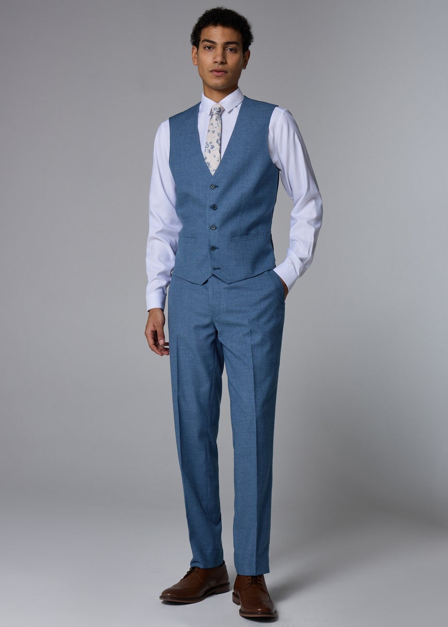 Taylor & Wright Hawthorne Mid Blue Textured Slim Fit Suit Trousers