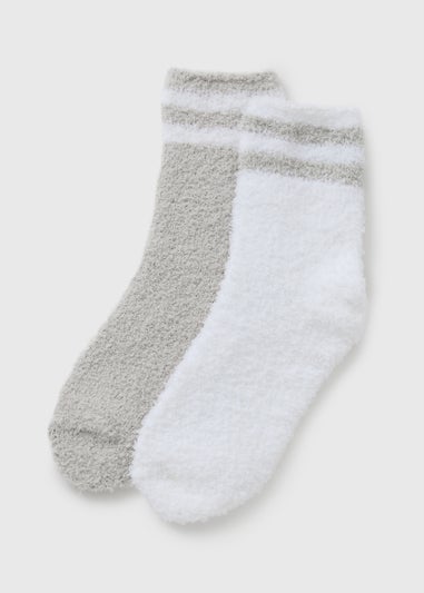 2 Pack Grey Stripe Lurex Cosy Socks