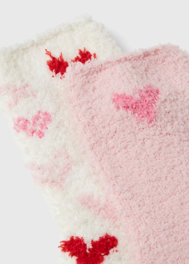2 Pack Pink and Red Cosy Valentines Socks