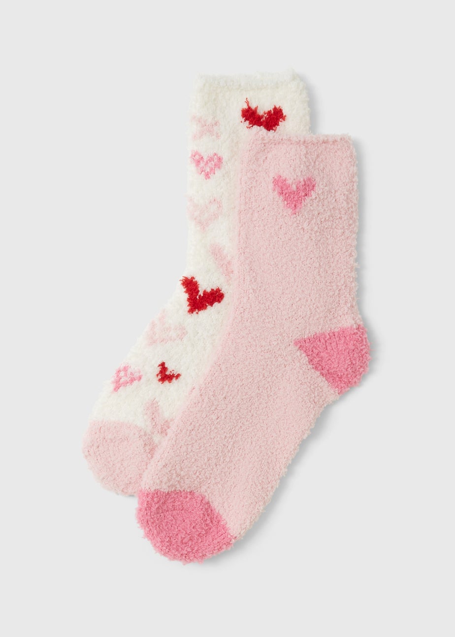 2 Pack Pink and Red Cosy Valentines Socks