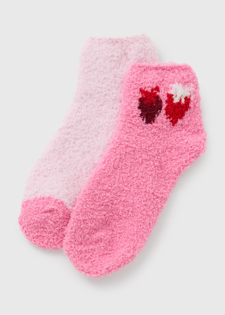 2 Pack Pink Strawberry Cosy Socks
