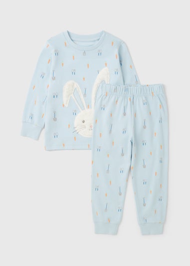 Girls Blue Easter Bunny Applique Long Pyjama Set (1-7yrs)