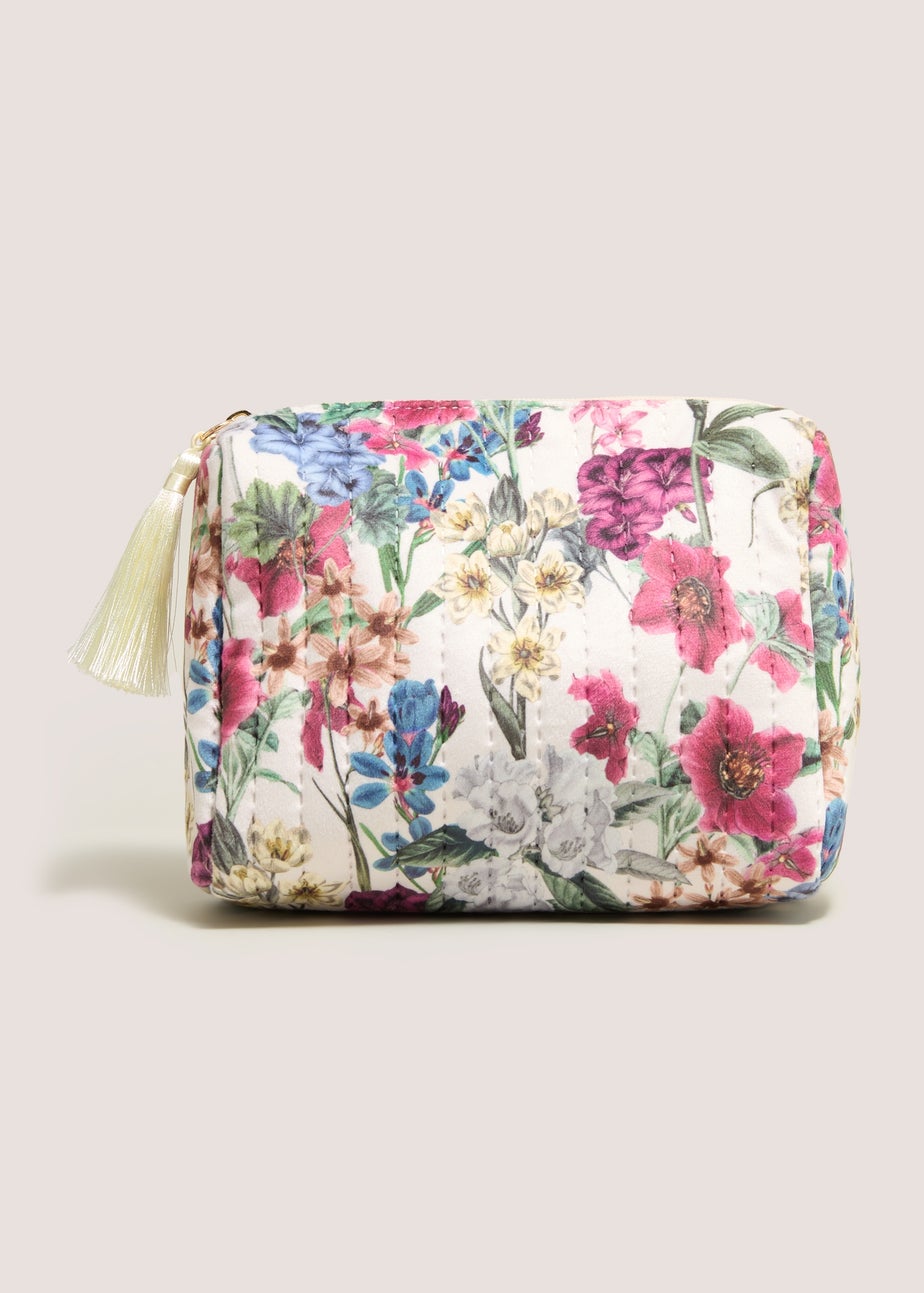 Cream Floral Make Up Bag