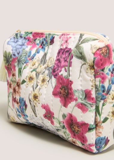 Cream Floral Make Up Bag