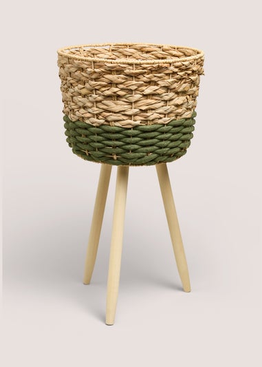 Green & Beige Weave Planter