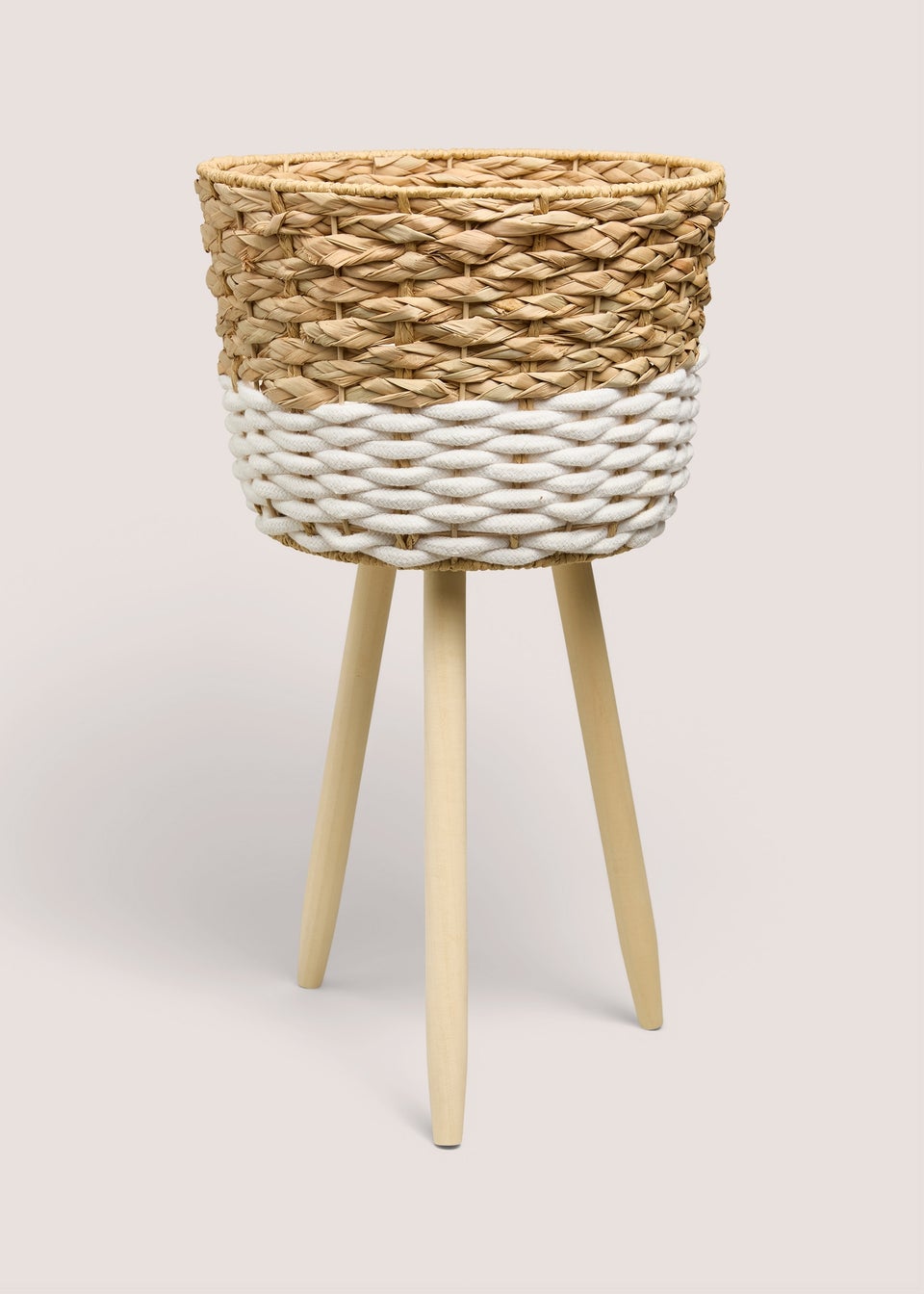 White & Beige Weave Planter