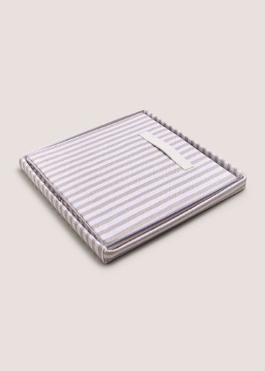 Grey Striped Foldable Storage Box