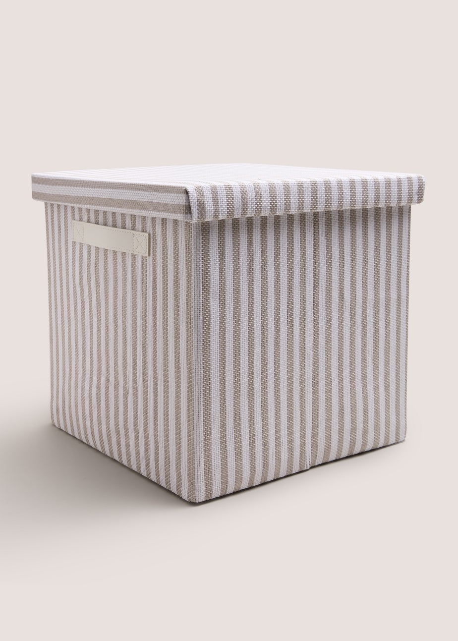 Grey Striped Foldable Storage Box
