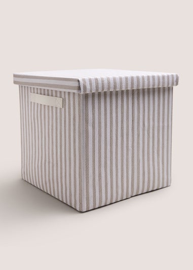 Grey Striped Foldable Storage Box