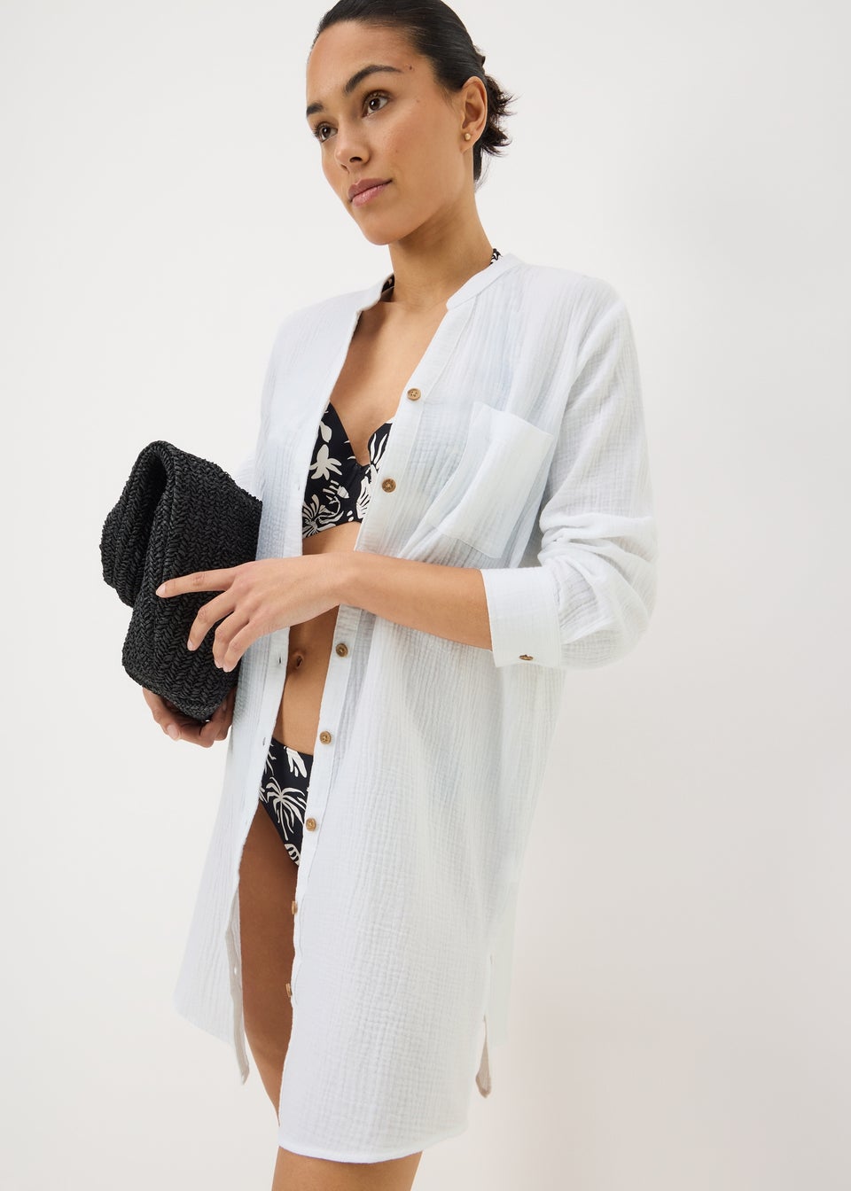 White Double Cloth Beach Shirt