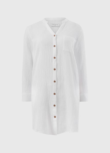 White Double Cloth Beach Shirt