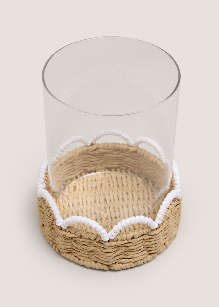 White Scallop Edge Wicker Hurricane