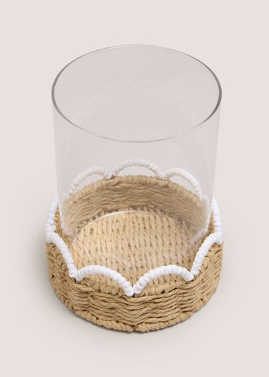 White Scallop Edge Wicker Hurricane