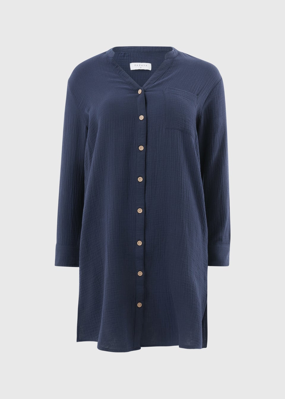 Navy Double Cloth Beach Shirt