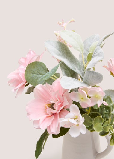 Pink Flowers In White Jug